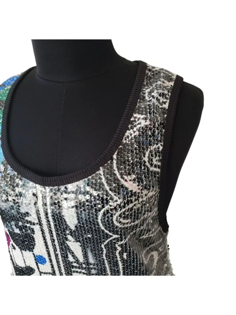 Kimberly Goldson $698 Dress Sequin Black White Brooklyn Graffiti Print Maxi - Picture 8 of 16